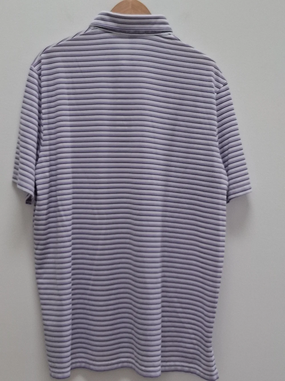 RLX Ralph Lauren Lightweight Airflow Center Purple White Striped Polo Shirt XL